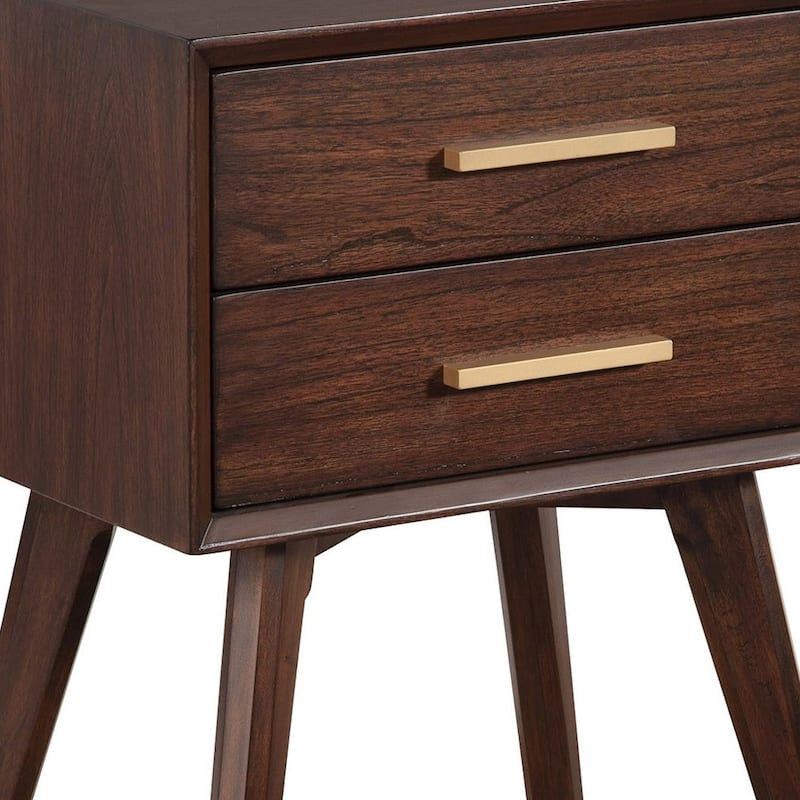 HomeRoots 25" Wood and Solid Wood Two Drawer Nightstand