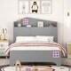 preview thumbnail 10 of 34, Wooden Full/Twin Size House Bed with Storage Headboard - Sturdy Plywood and Particle Board Construction, for Kids Grey