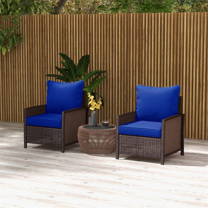 Navy Blue Yarn-Dyed Fabric Sofa Cushions with Soft Resilient Filling Set of 2 - Back Cushion: 25" L x 22.4" W x 6.5" H