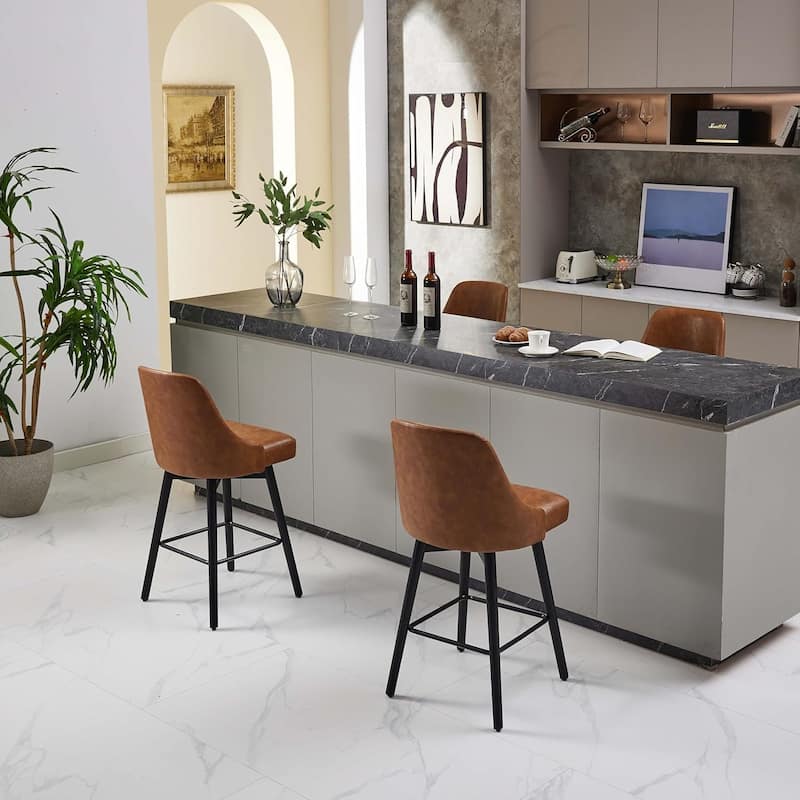 Swivel Bar Stools Set of 2, 30" Height Upholstered Barstools