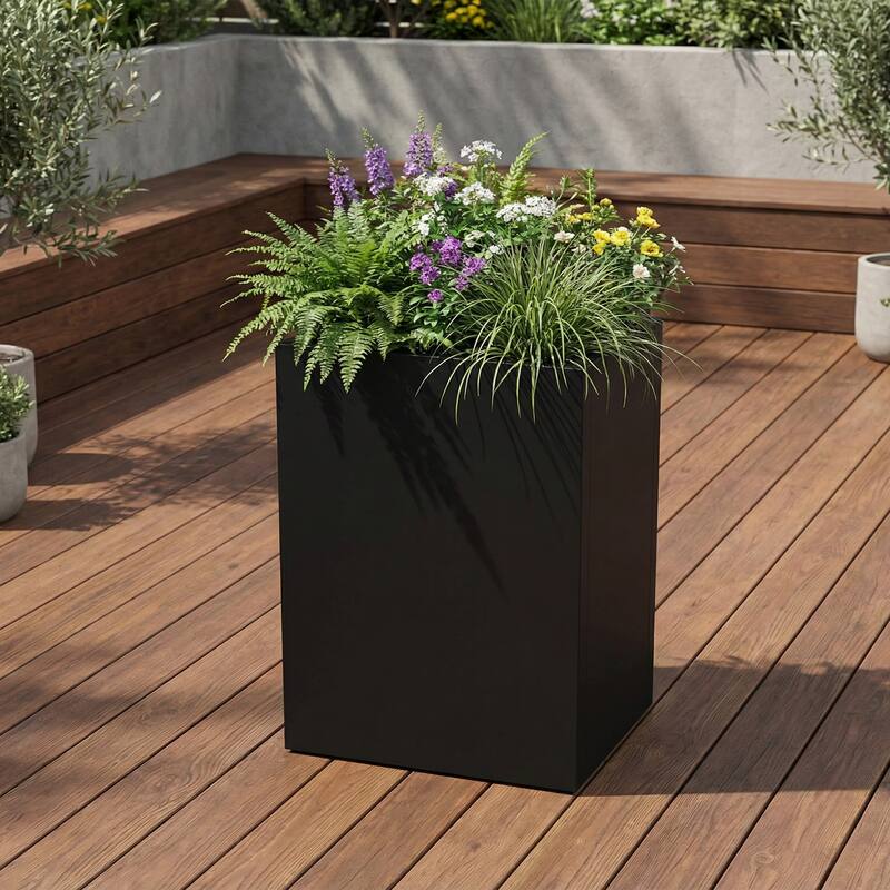 Metal Planters for Outdoor Plants Planter Box - Black-1PC - 16"x24"