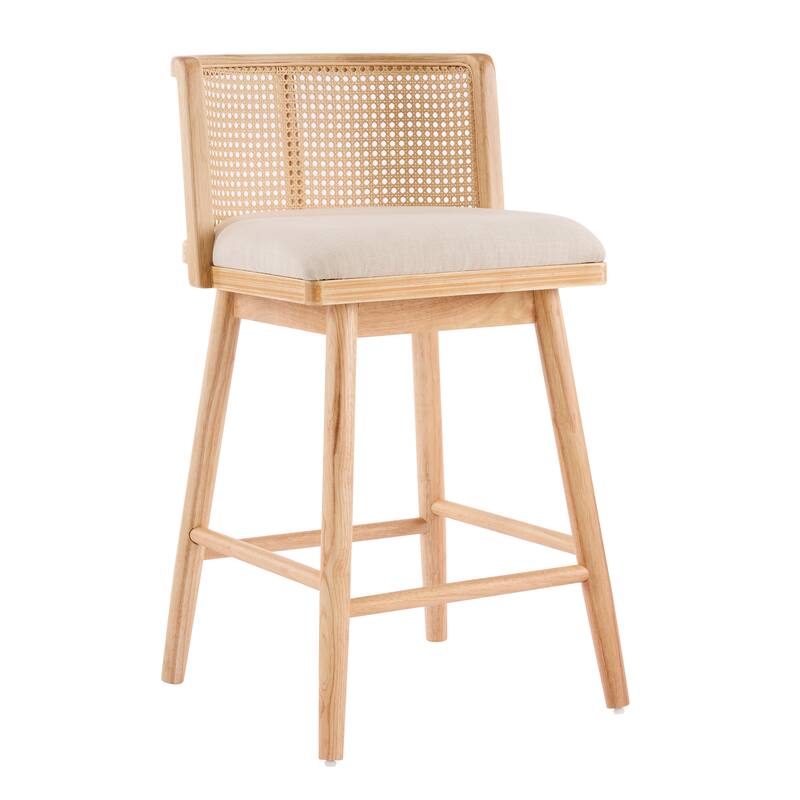 Roomfitters Talia Indoor Rubberwood Counter Stools with Rattan Back, Set of 2 - Set of 2
