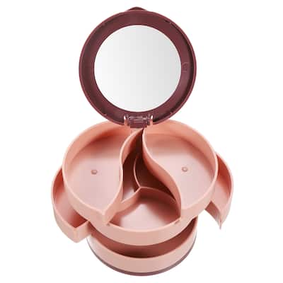 Rotating Jewelry Organizer, 4 Layer Jewelry Storage Box Mirror Style 1