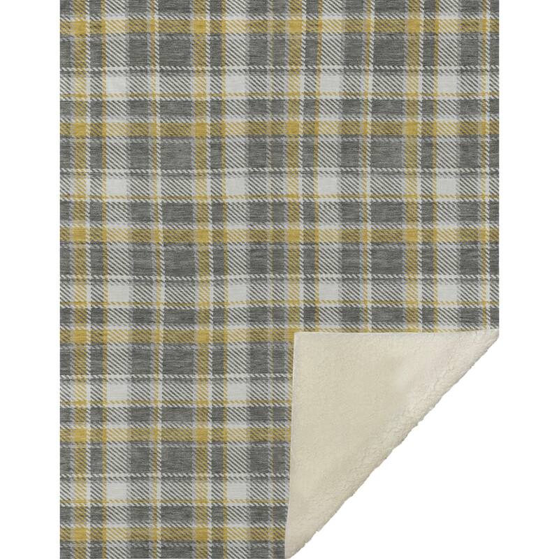 Premium Machine Washable Plaid Sherpa Throw Blanket