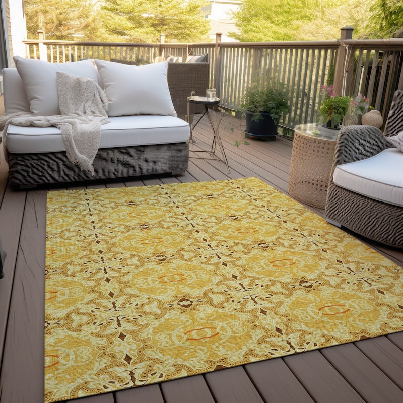 Machine Washable Indoor/ Outdoor Chantille Traditional Medallions Rug - Orange - 2'6" x 3'10"