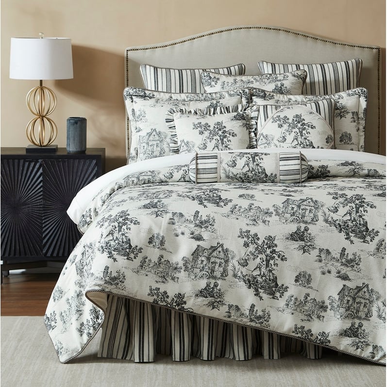 Austin Horn Classics Cosmopolitan Toile Pillows & Shams - Carbon - 20" Framed Pillow