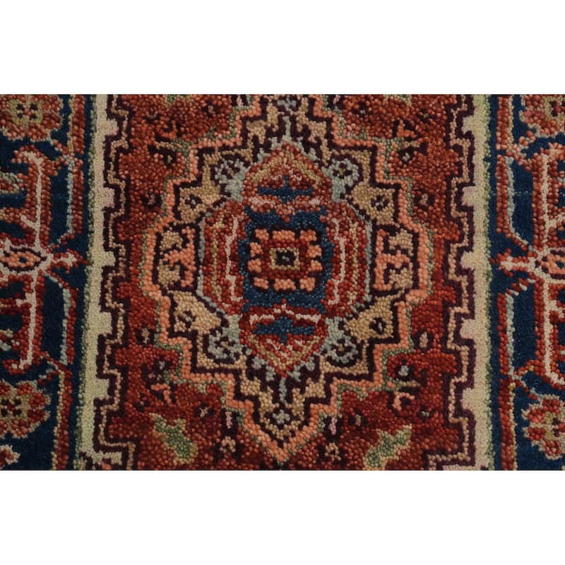 Hand Knotted Oriental 100% Wool Carpet Traditional Medallion Oranges & Rust Heriz (serapi) Area Rug - 3' 0'' X 2' 0''