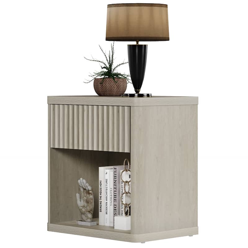 SICOTAS Set of 2 Nightstand with 1 Drawer and Open Storage