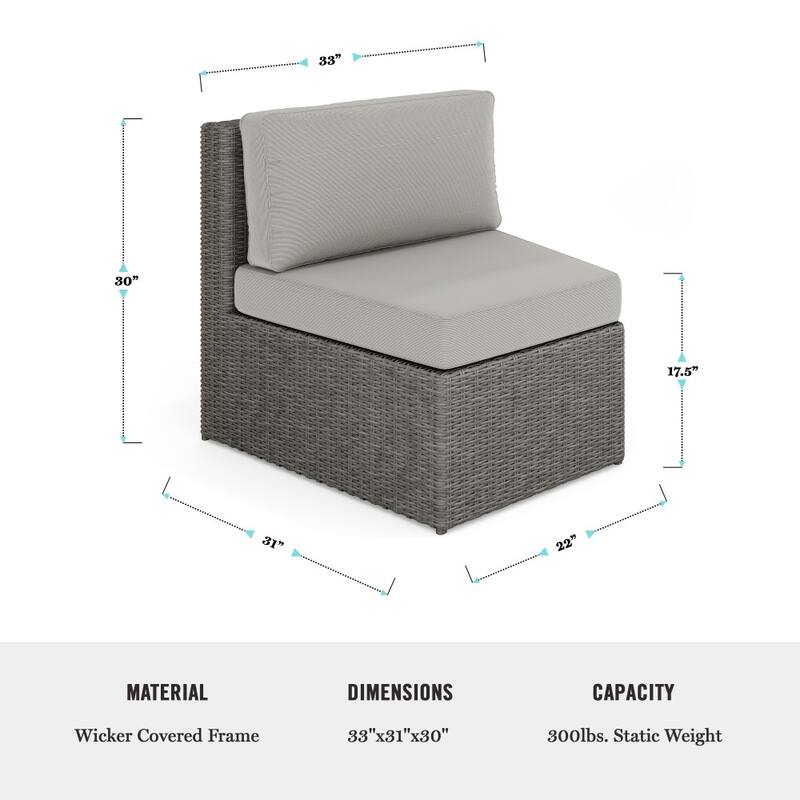 Martha Stewart Rattan Modular Patio Curved Sectional Seat - 33"W x 31"D x 30"H