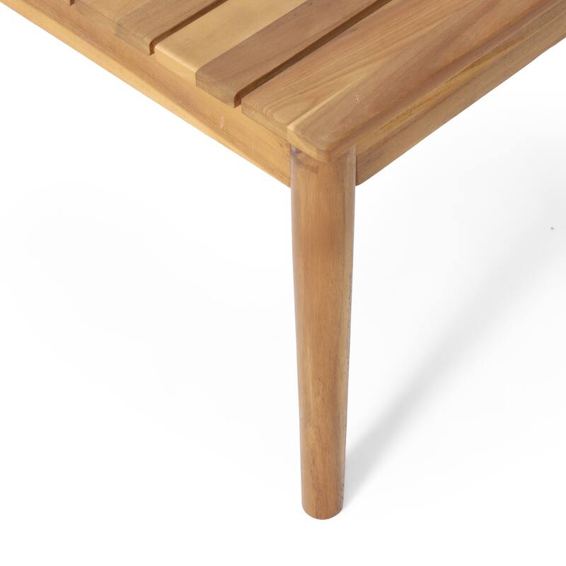 Roomfitters Outdoor Wood Coffee Table with Slatted Top, Weather-Resistant Patio Design for Balconies and Gardens, Teak