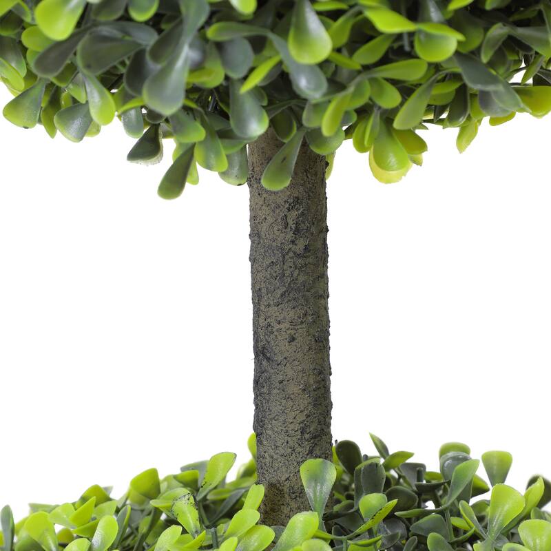 4 ft. Artificial Boxwood Topiary Tree Greenery Plants Ball Tree in Black Plastic Pot