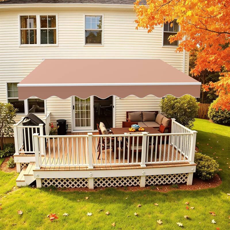 MCombo13x8Feet Manual Retractable Patio Door Window Awning Sunshade Shelter Outdoor Canopy