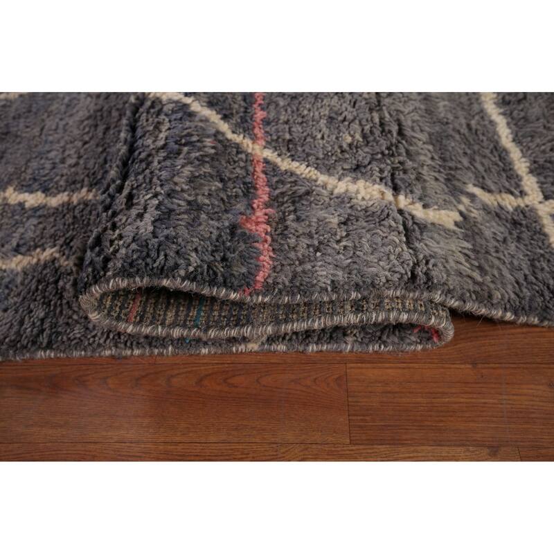 Grays & Blues Moroccan Area Rug Hand-Knotted Wool Carpet - 9'1" x 13'0"