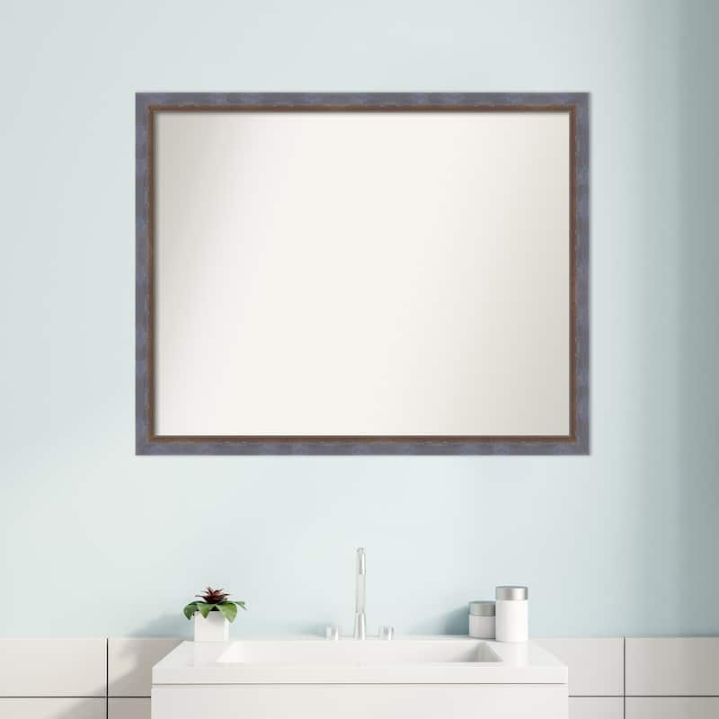 Two Tone Non-Beveled Wood Framed Bathroom Vanity Wall Mirror