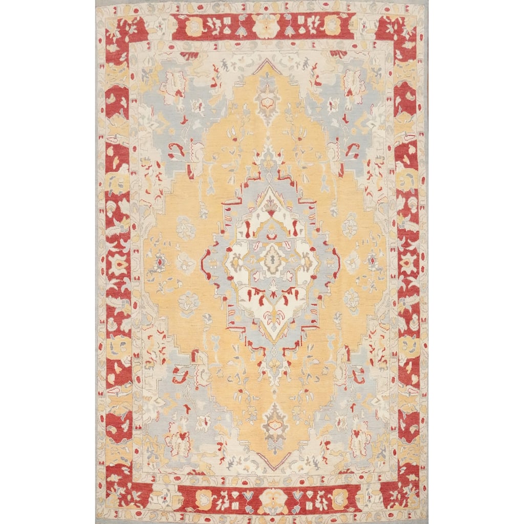 Hand Knotted Oriental 100% Wool Carpet Traditional Medallion Yellow & Gold Chobi-Peshawar Area Rug - 11' 10'' X 9' 0''