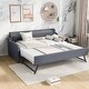 preview thumbnail 2 of 10, Upholstered Bed Twin Size Daybed with Trundle and USB Charging Design, Livingroom Daybed with Pull-out Sofa Bed, Gray