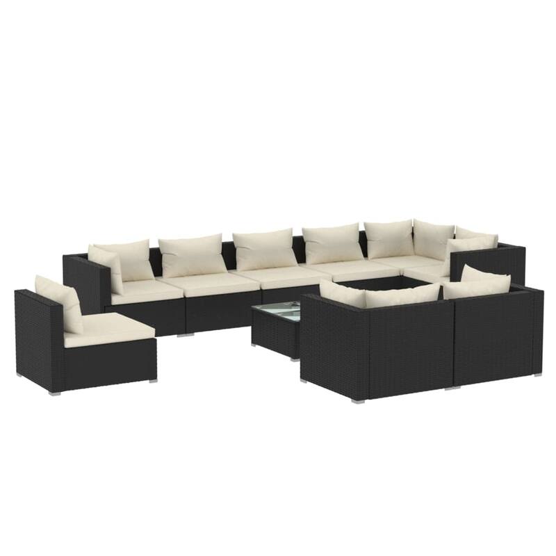 vidaXL Patio Lounge Set Outdoor Sectional Sofa Set Table Garden Poly Rattan - 27.6" x 27.6" x 23.8"