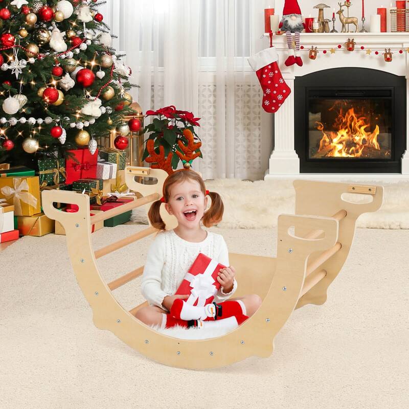 Costway Kids Climbing Arch Sensory Table Montessori Wooden Climber Toy - as pic shows - See Details