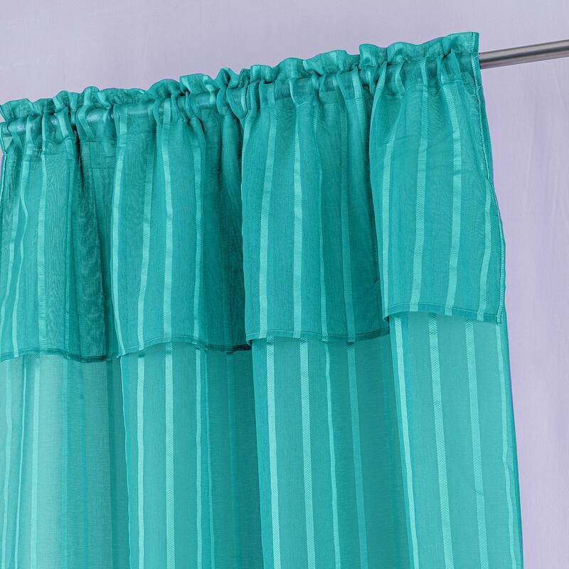 Gretchen Striped Sheer Window Curtain Rod Pocket 90 inch - 54 x 90 in.