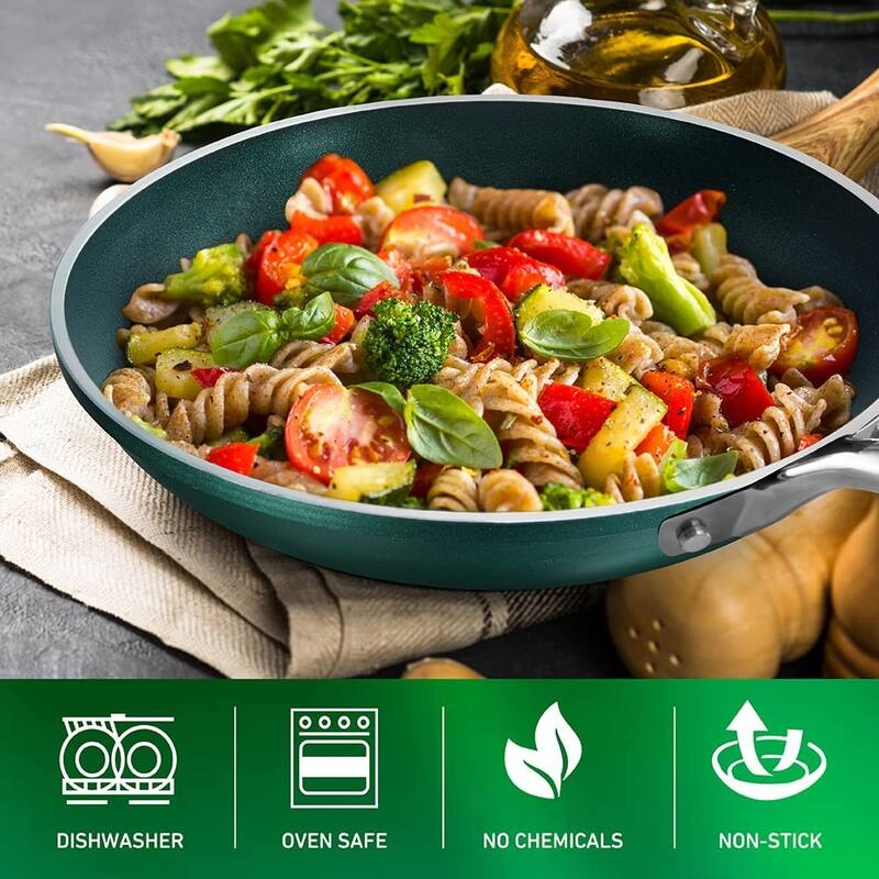 Emerald Pots and Pans Set Nonstick, 21 Piece Ultra Durable Complete