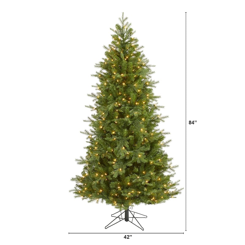 7ft. Fir Artificial Christmas Tree with 450 Warm White Lights and 1153 Bendable Branches - Radiant Holiday Glow