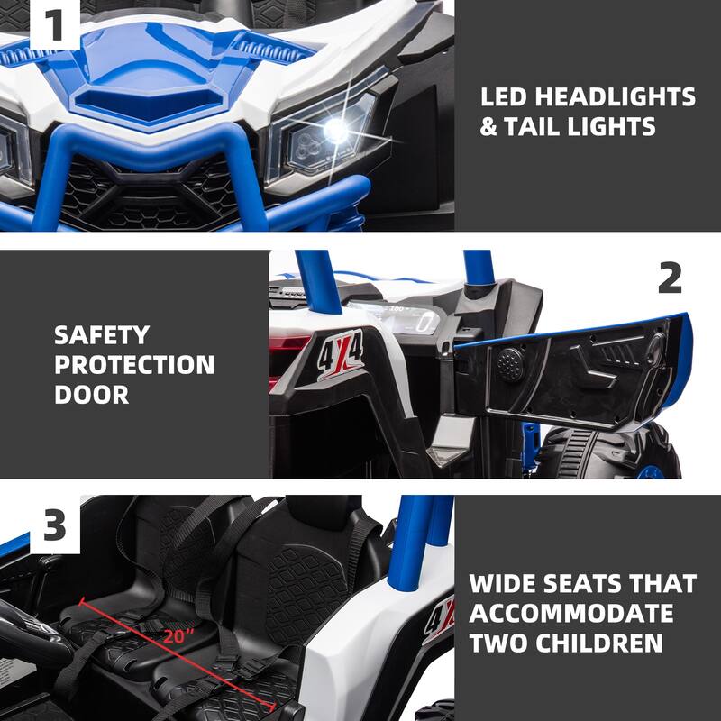 24V 2seater Side by Side 4x4 Ride on Off-Road Truck with Parent Remote Control and two safety belts