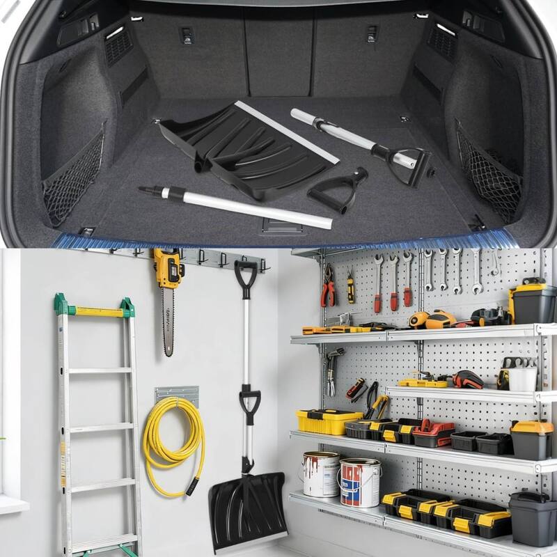 18" Wide Lightweight Snow Pusher Ergonomic Snow Shovel for Driveway, Walkway