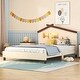 preview thumbnail 3 of 41, Wood Platform Bed with House-shaped Headboard and Motion Activated Night Lights