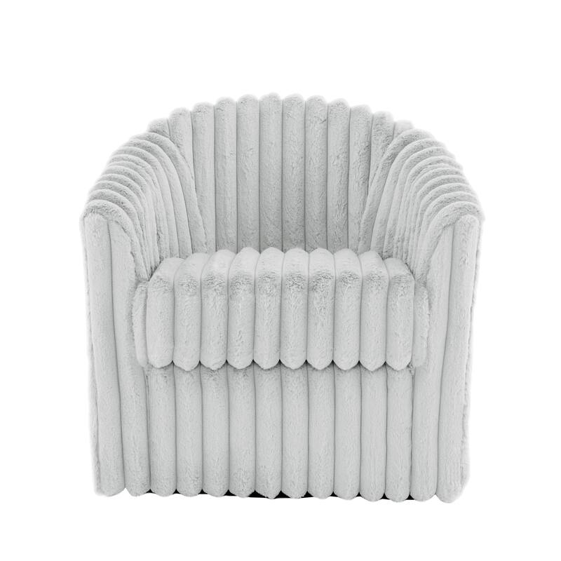 30.7"W Faux Fur Upholstered Accent Chair Swivel Barrel Chair