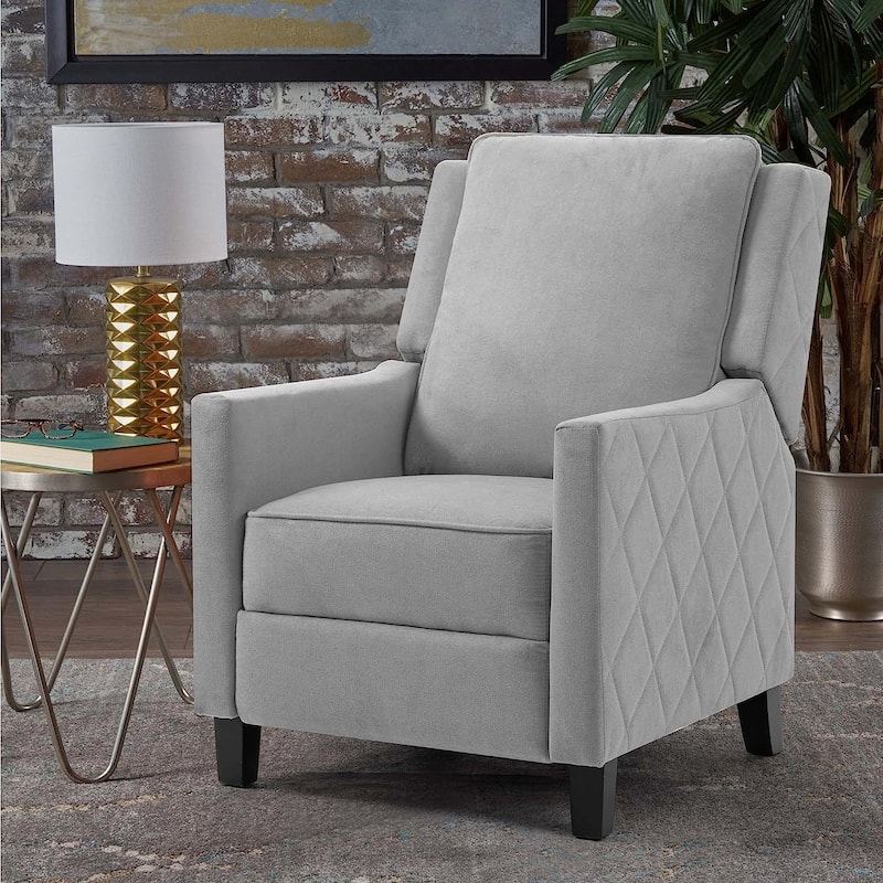 AVAWING Push Back Recliner Chair Linen Wing Back Chair - Grey