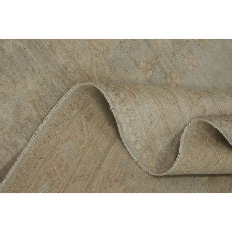 Vegetable Dye Wool Oushak Turkish Area Rug, Floral Geometric Carpet - 9' 9'' X 8' 0''