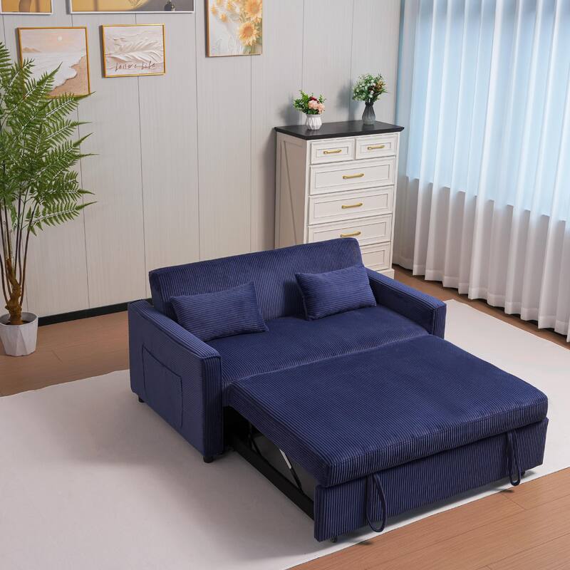 Corduroy Futon Sofa Bed - 3-in-1 Convertible Sleeper