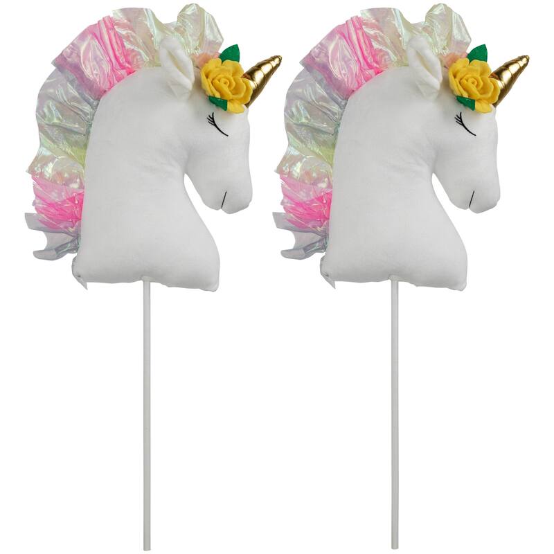 Plush Rainbow Unicorn Christmas Picks - 24" - Set of 2