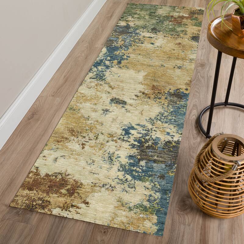 Machine Washable Indoor/ Outdoor Casual Contemporary Chantille Rug