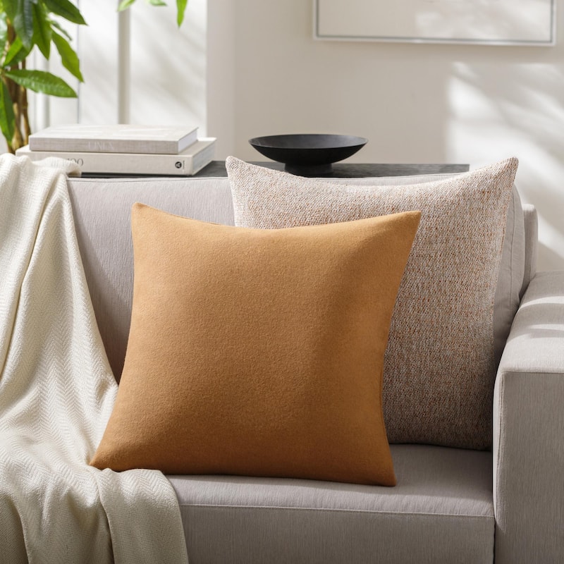 Lanham Modern & Contemporary Solid Color Accent Pillow - 22"L x 22"W - Cover Only - Beige