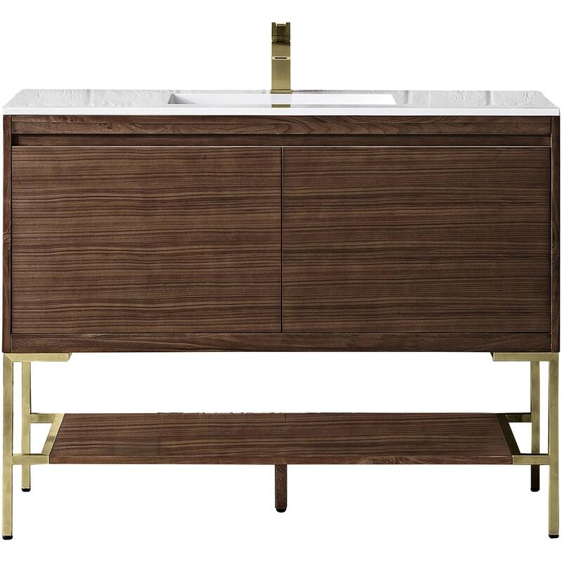 James Martin Vanities 805-V47.3-CB-GW Mantova 48" Single Basin Poplar - Mid-Century Walnut - Walnut Finish