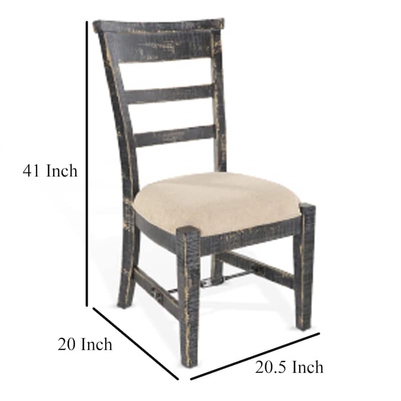 Rena Side Dining Chair Set of 2, Metal Turnbuckle, Black Mahogany Wood