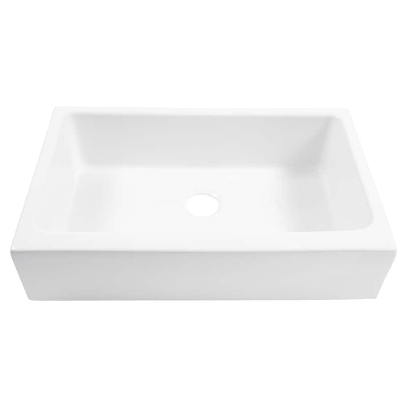 Grace Crisp White Fireclay 34″ Quick-Fit Farmhouse Apron Front Undermount Single Bowl Kitchen Sink with Bruton Black Faucet Kit