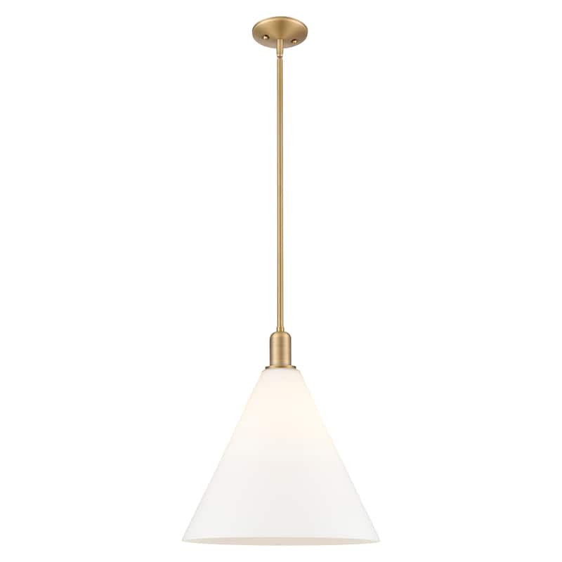 Innovations Lighting Endless Possibilities Arcadia - Berkshire Glass - 1 Light 16" Stem Hung Mini Pendant - Brushed Brass/Matte White