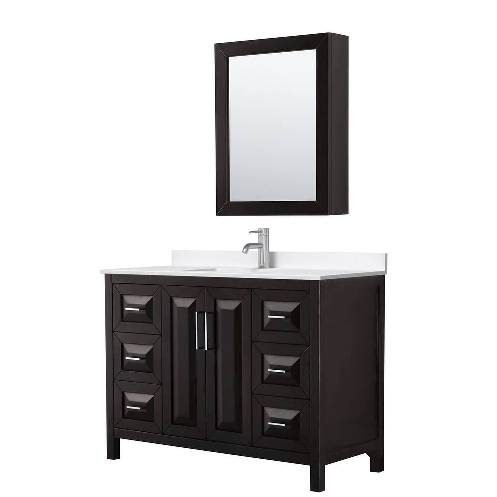 Daria 48-inch Single Vanity, Single Hole Quartz Top, Med Cabinet