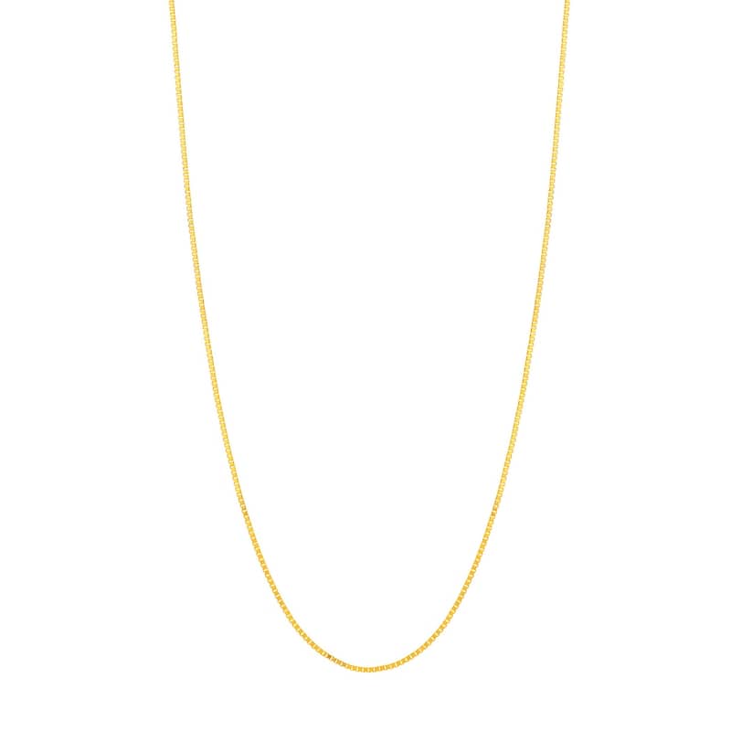 Curata 14k Yellow Gold 0.66mm Box Chain Necklace (Lobster)