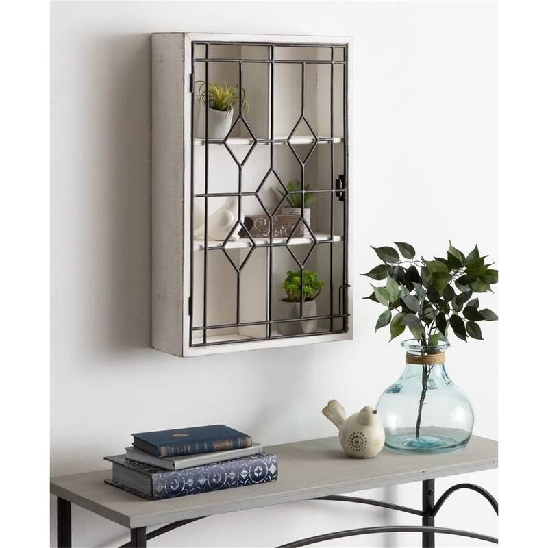 Decorative Wooden Wall Hanging Curio Cabinet - 6"D x 15.68"W x 23.68"H
