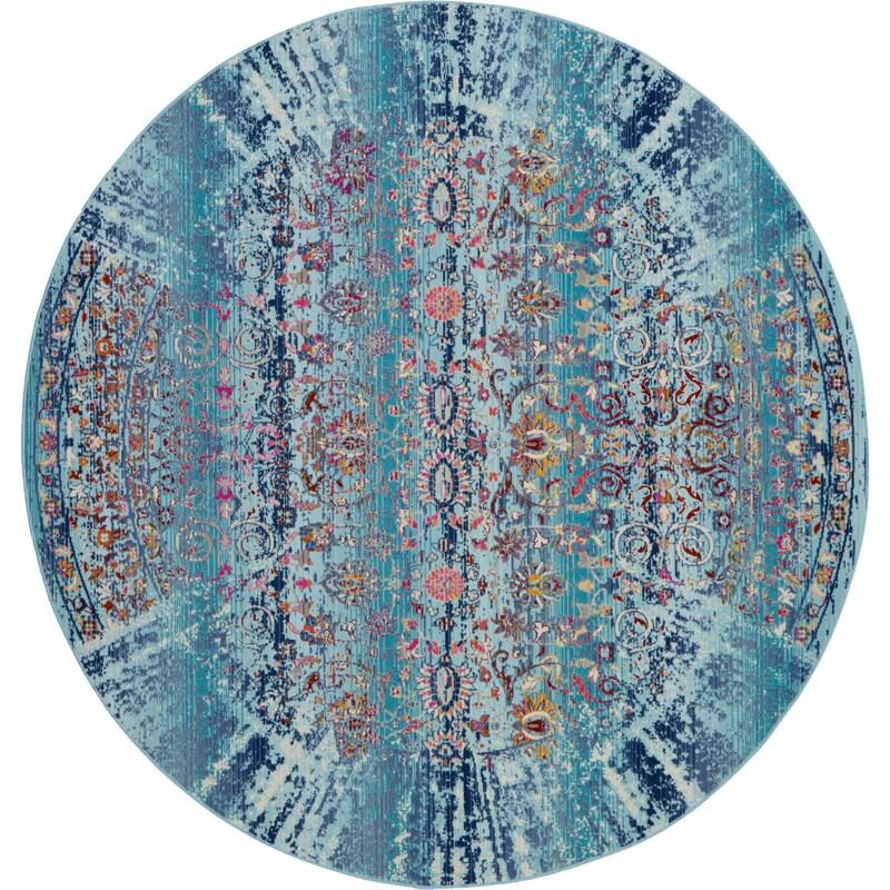 HomeRootsFloral Transitional Round Area Rug - 72' X '72' X '0.5