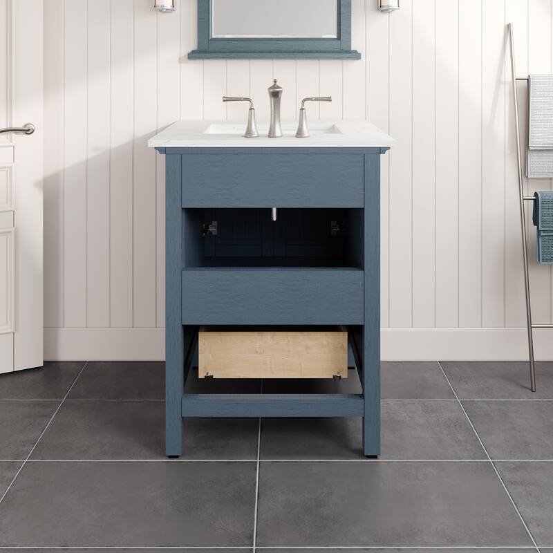 Eviva Britney 24" Bath Vanity with WH Carrara Quartz Top