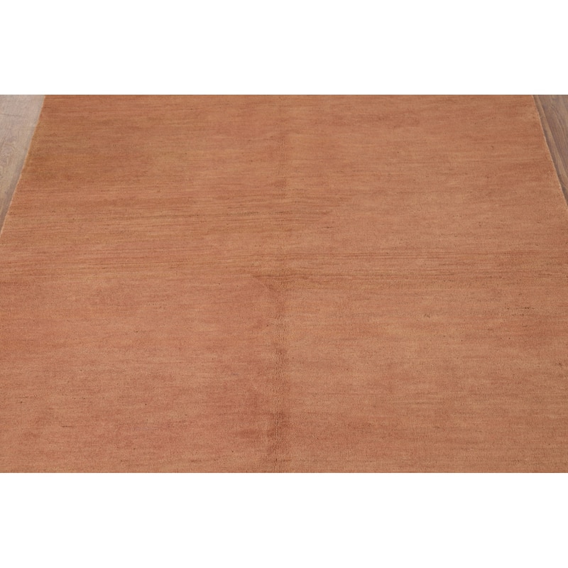 Brown Orange Modern Gabbeh Oriental Rug Hand-Knotted Wool Carpet - 4'9"x 6'5"