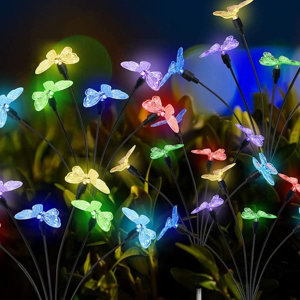 Solar Lights Outdoor for Garden, 3 Pack Solar Lights with Butterfly Shape Ground Stake, Multicolor Color Changing LED Solar Light for Garden, Fence, Patio Solar Lights Outdoor for Garden, 3 Pack Solar Lights with Butterfly Shape Ground Stake, Multicolor Color Changing LED Solar Light for Garden, Fence, Patio