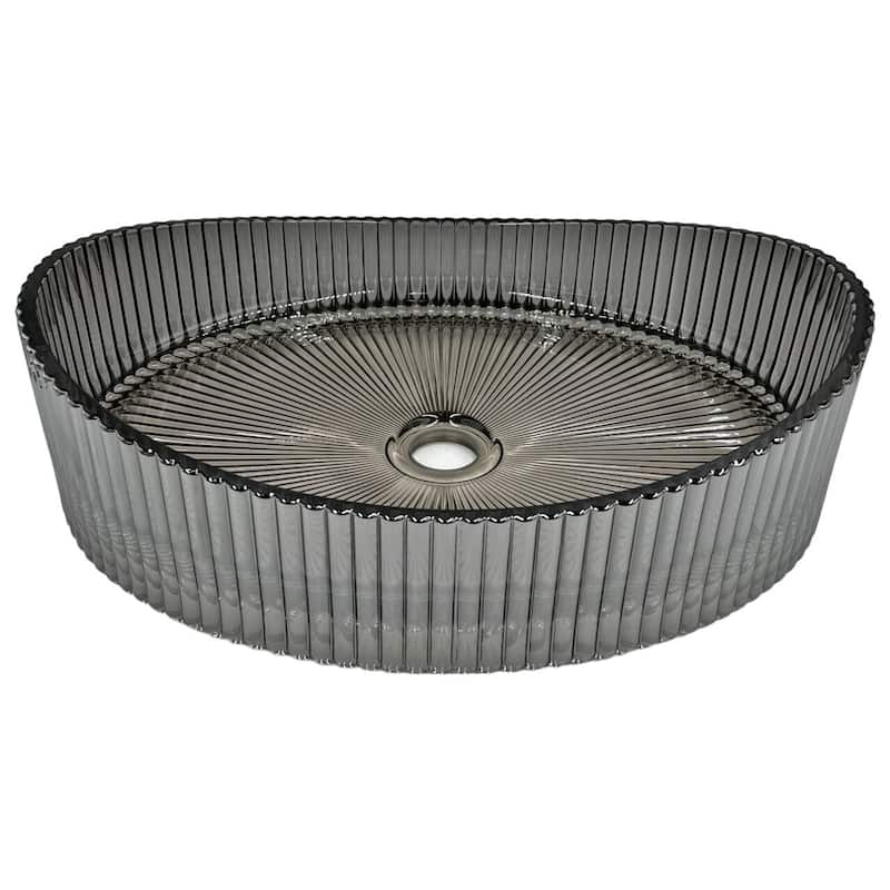 CastelloUSA 20" Oval Glass Crystal Bathroom Vessel Sink Basin
