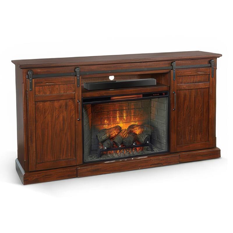 Reggie TV Media Entertainment Console, Fireplace Option, 78 Inch Brown