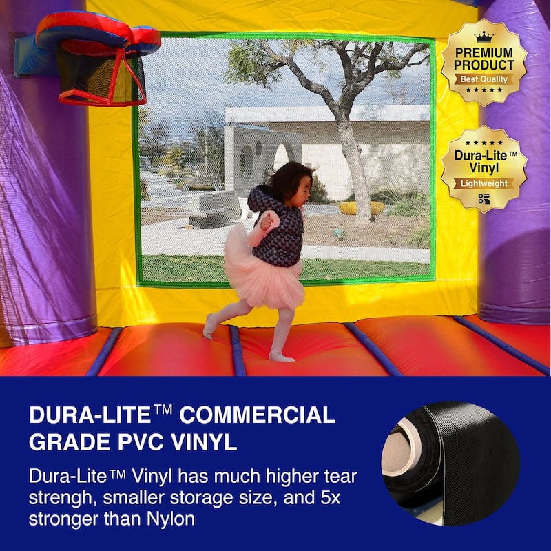 HeroKiddo Jelly Bean Castle Commercial Grade Bounce House & Water Slide Combo with Detachable Pool & Air Blower, Outdoor Fun
