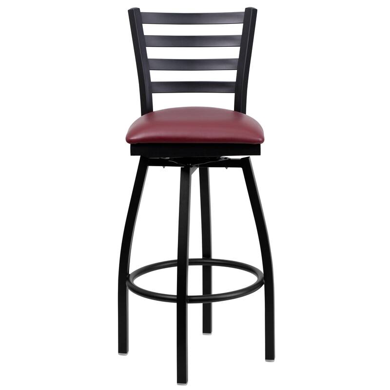 2 Pack Hercules Series Ladder Back Swivel Metal Barstool - 16.5"W x 20.5"D x 44.5"H - 16.5"W x 20.5"D x 44.5"H